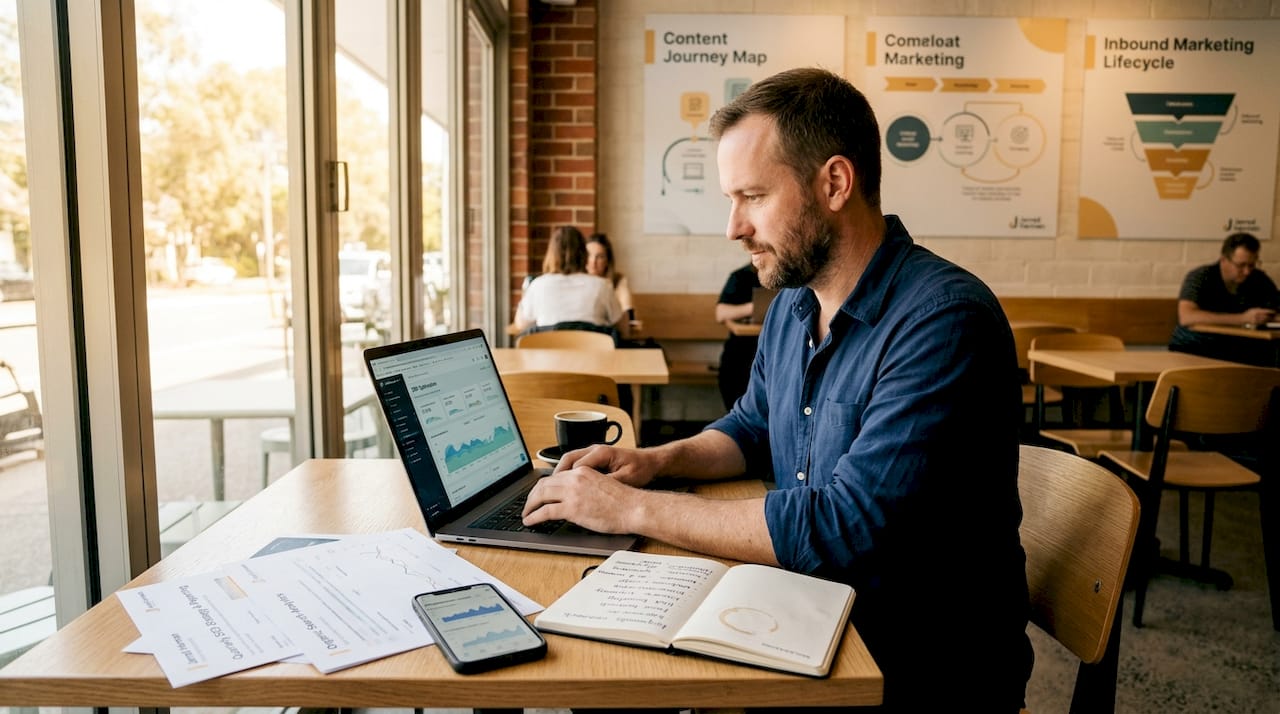 Content marketer working with SEO reports