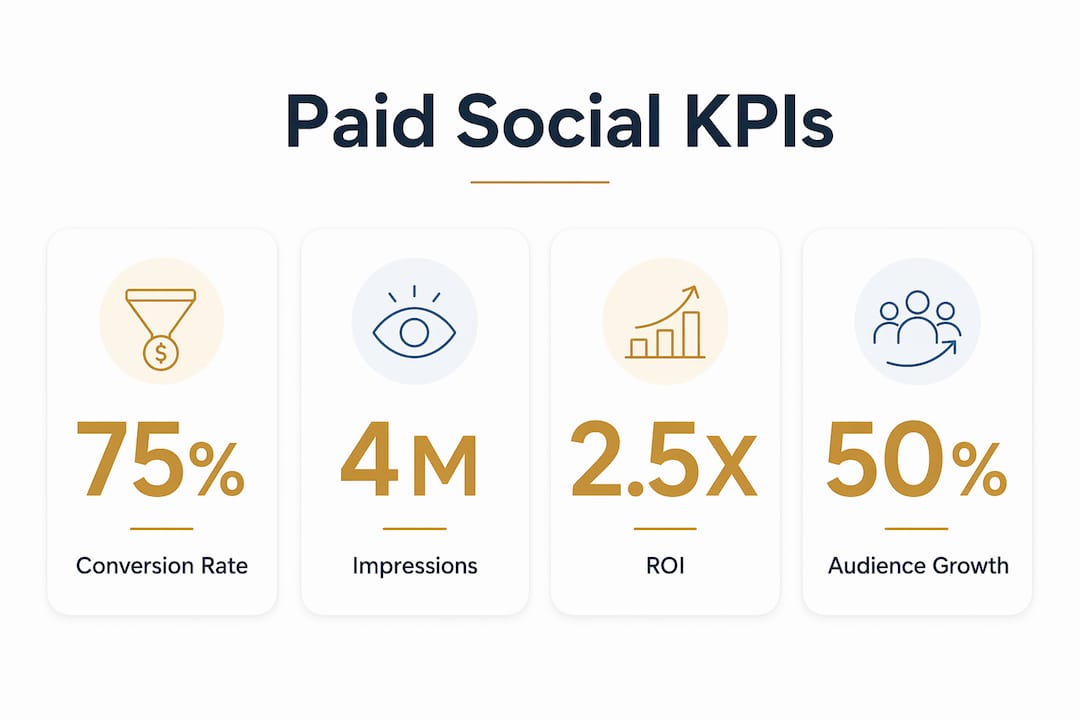 Infographic showing key paid social media metrics
