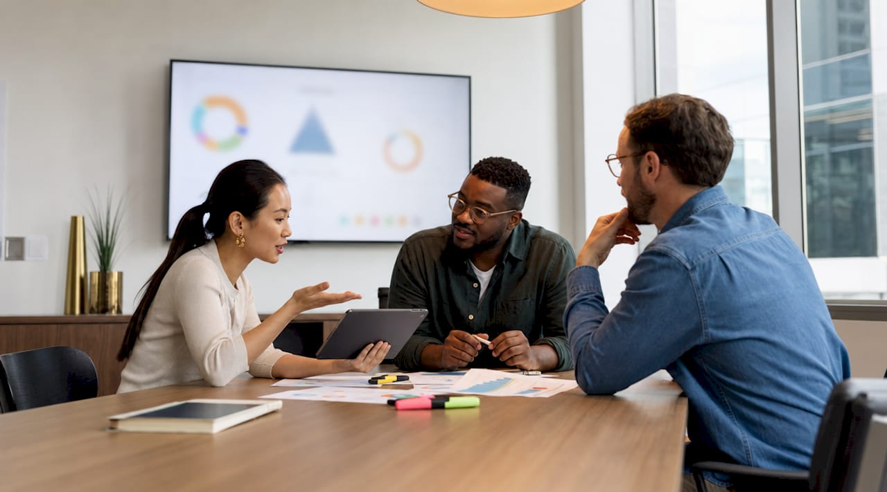 Team collaborating on content marketing strategy