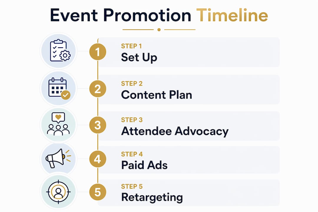 Infographic of event promotion timeline steps