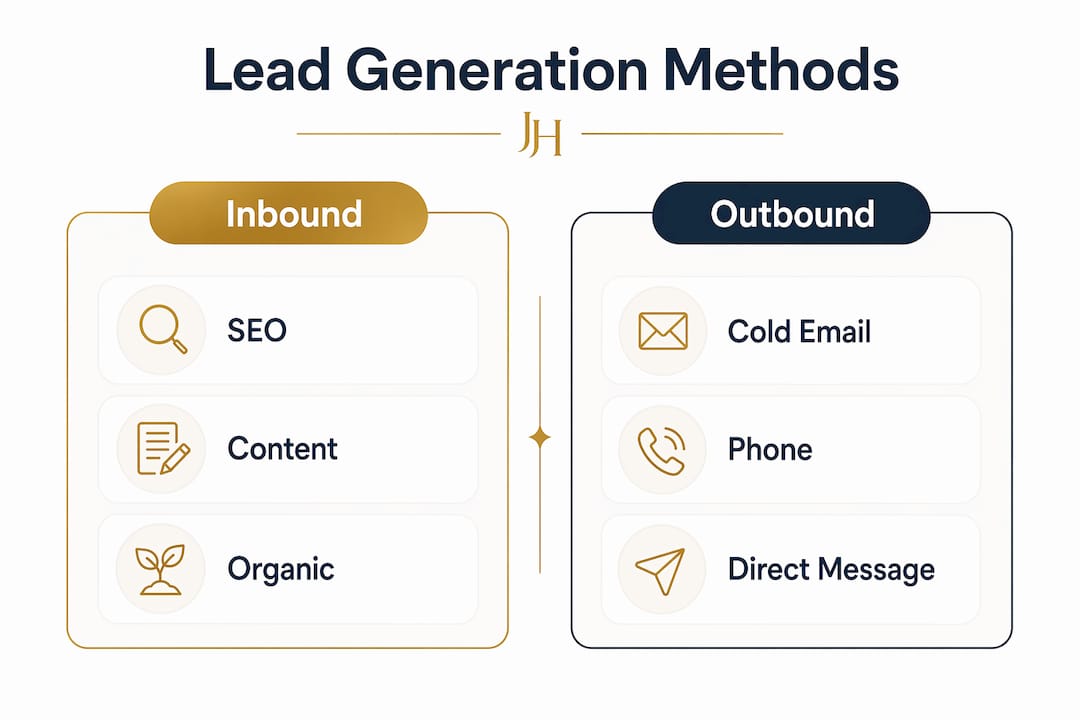 Infographic comparing inbound and outbound lead generation