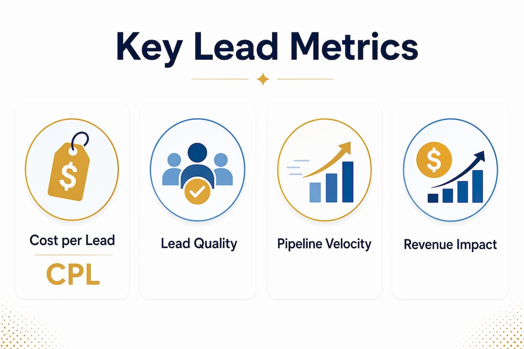 Infographic showing key marketing lead metrics