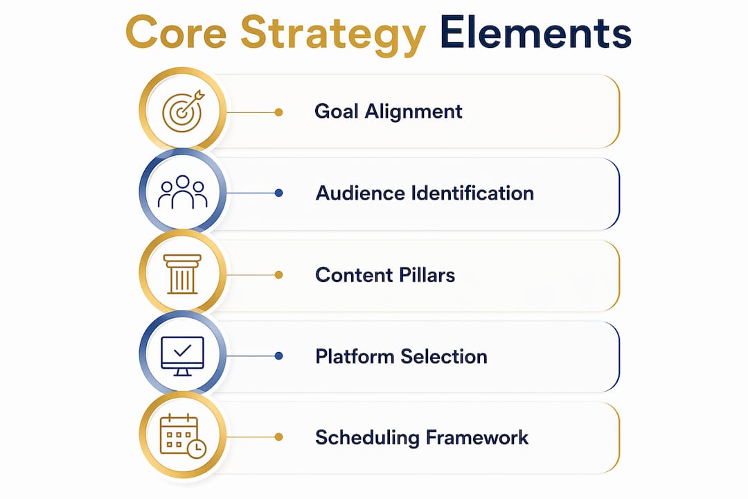 Infographic outlining essential components of content strategy