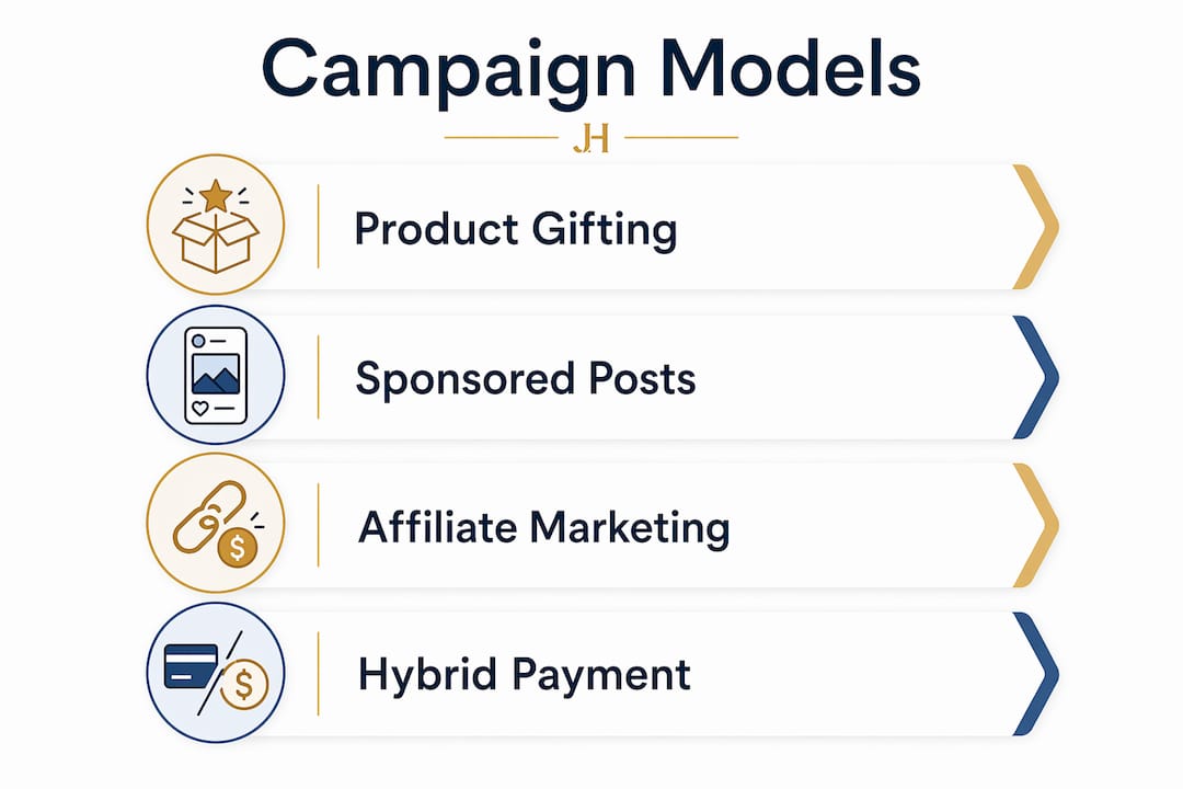 Infographic illustrating micro influencer campaign models