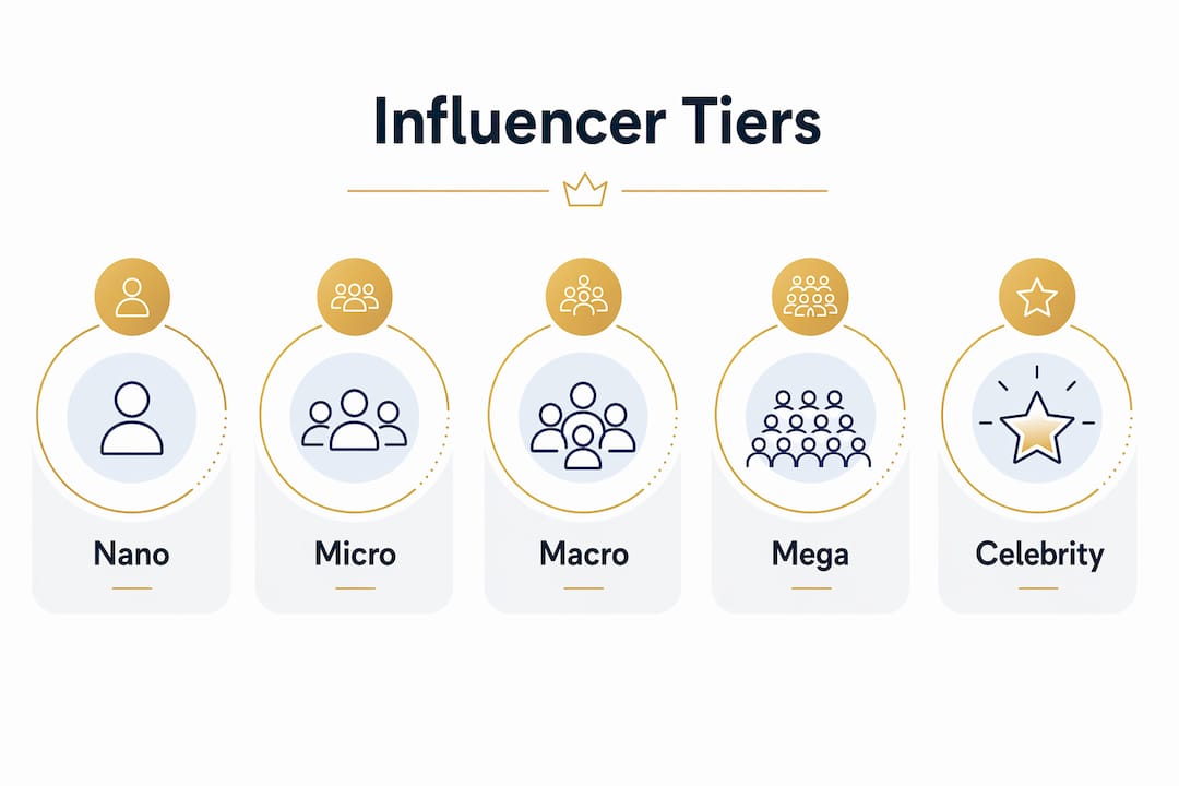 Infographic showing influencer tiers in 2026 with costs