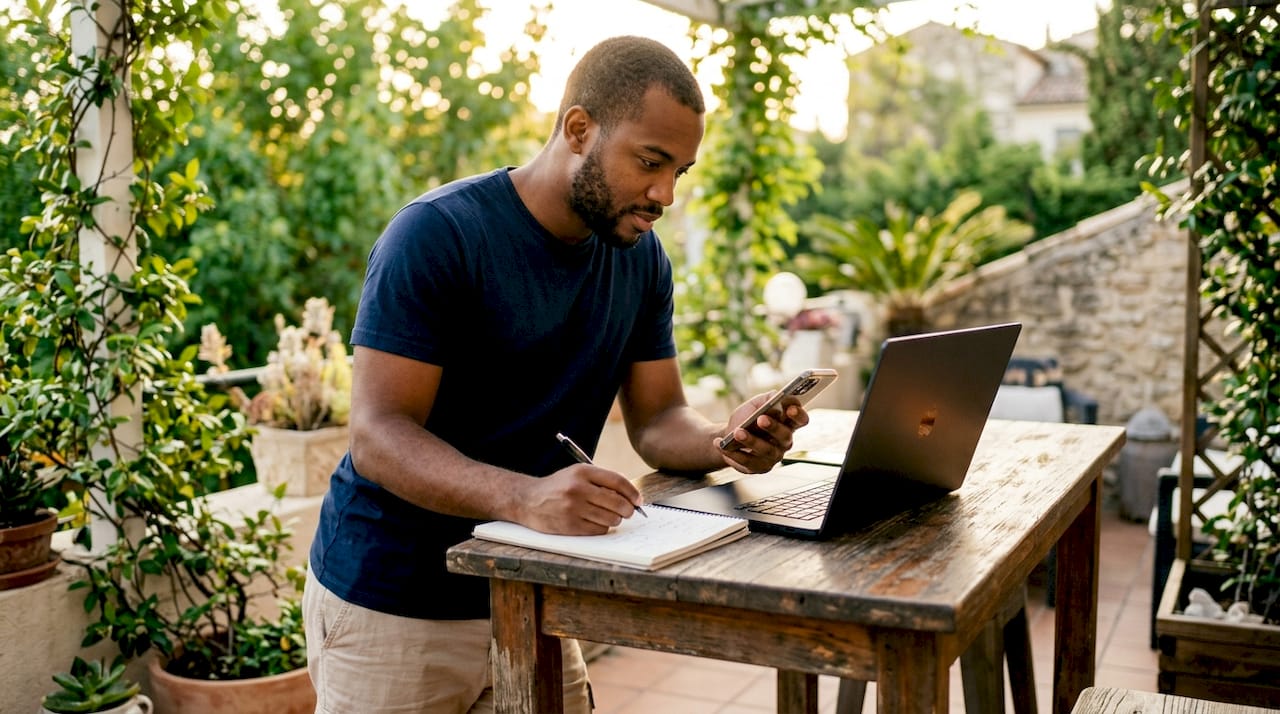 Male analyst working on digital marketing tools