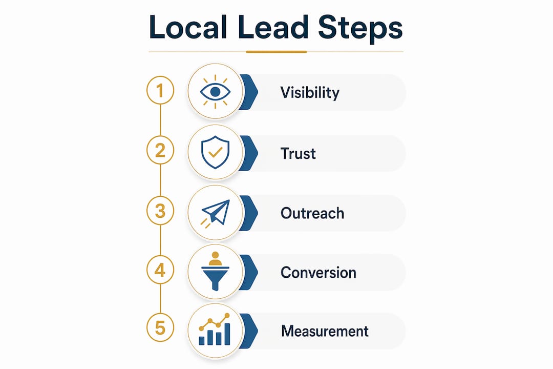 Infographic outlining local lead generation stages