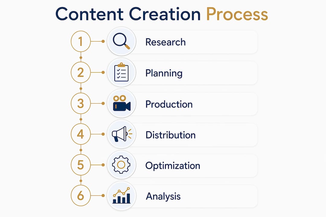 Infographic outlining content creation process steps