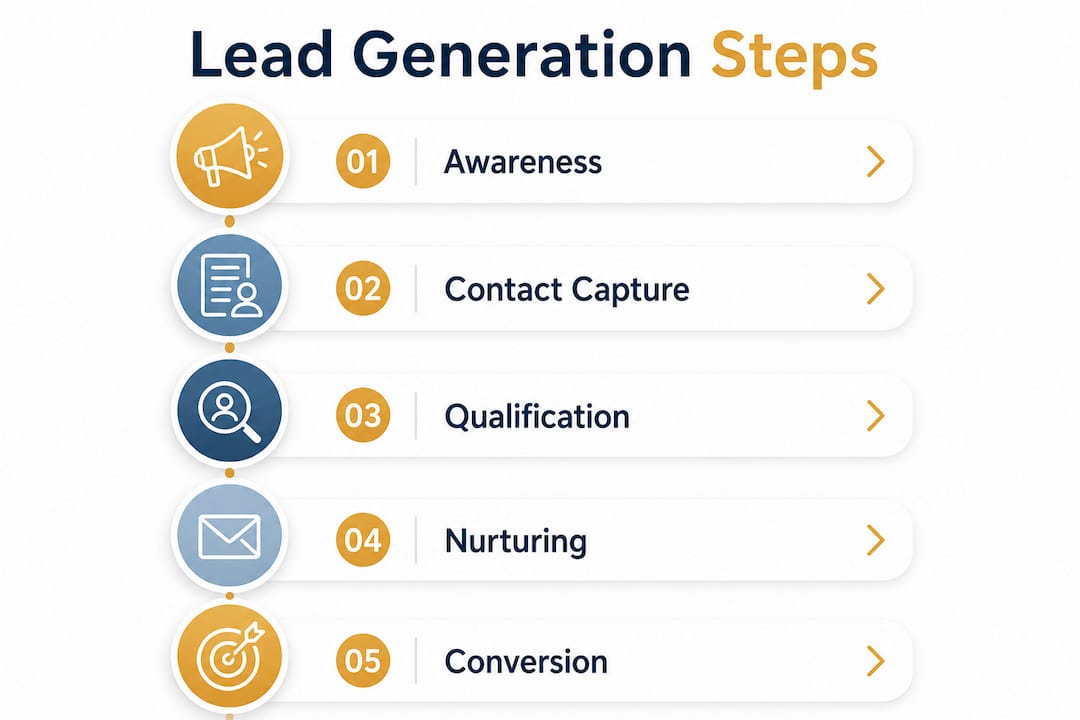 Infographic showing lead generation process steps in real estate