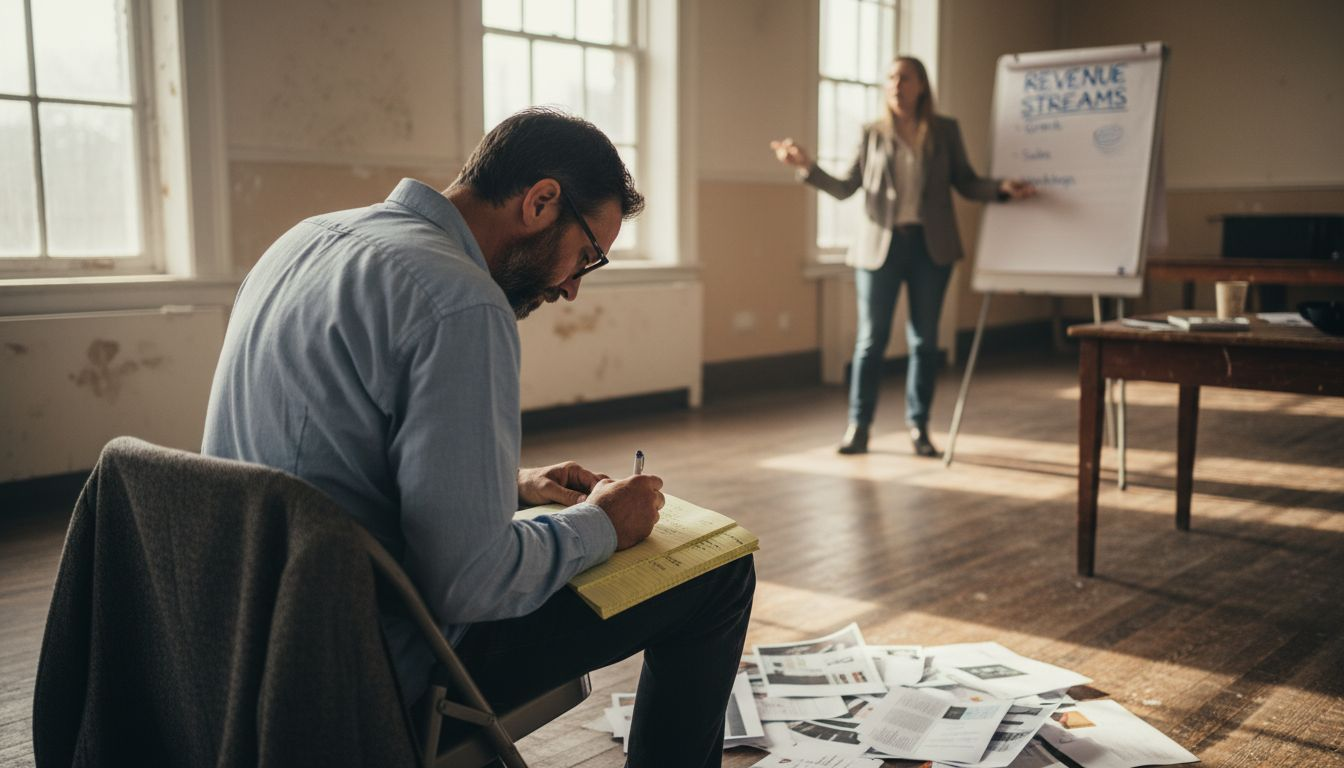 Artist taking notes during business workshop