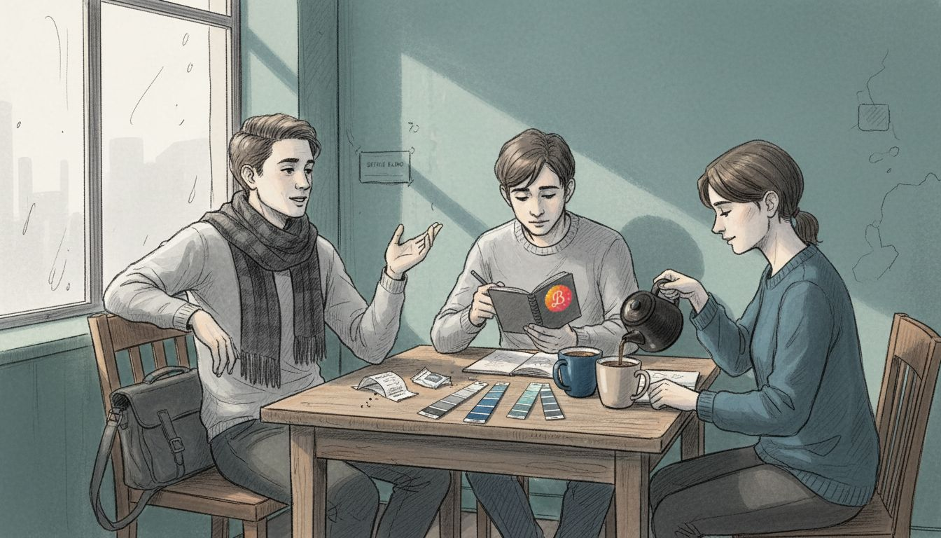 Artists meeting informally in local café