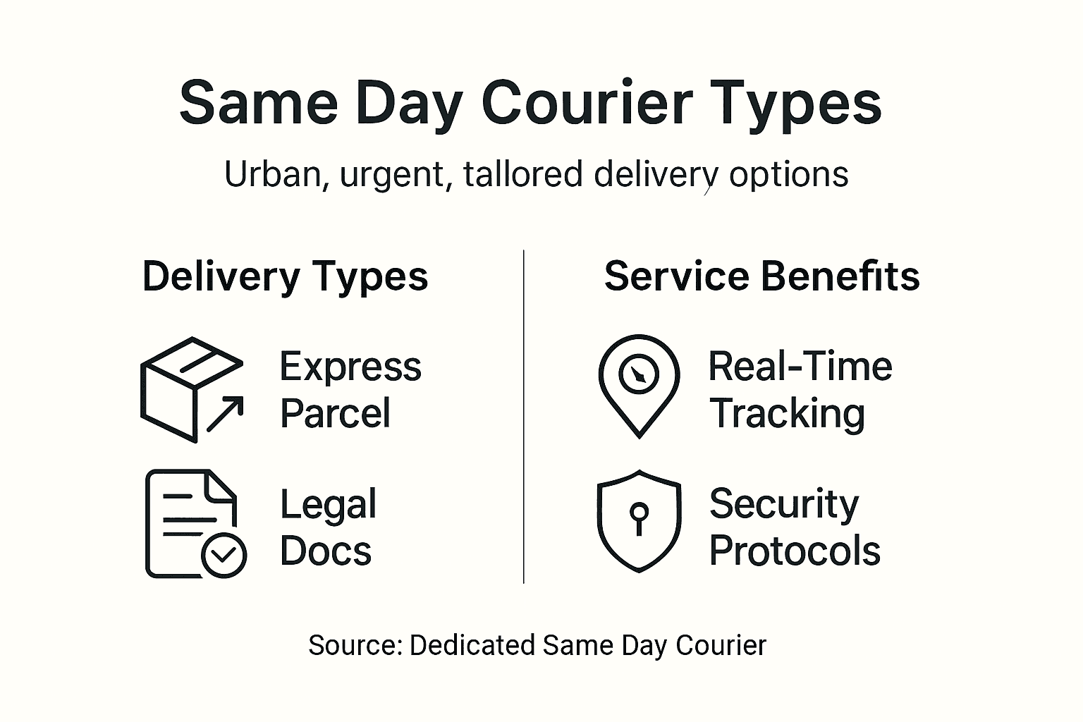 Infographic showing types and benefits of courier delivery