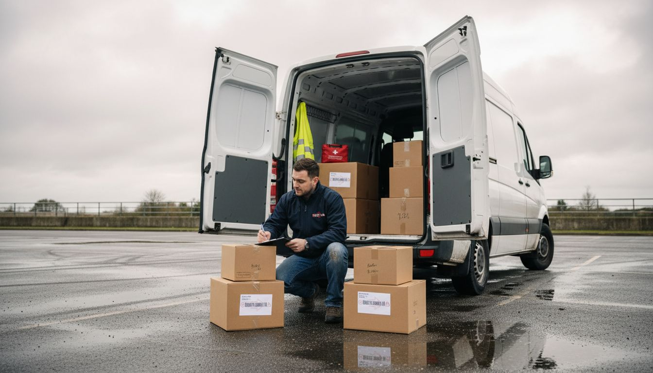 Courier loading van for same-day delivery