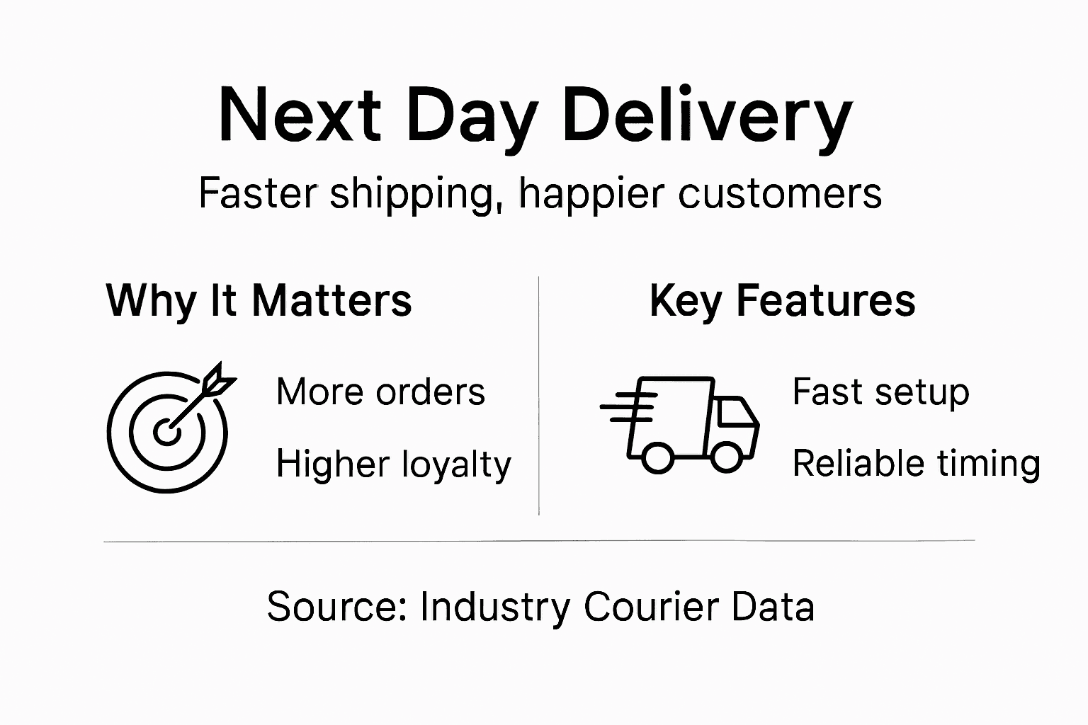 Infographic comparing next day delivery features and benefits