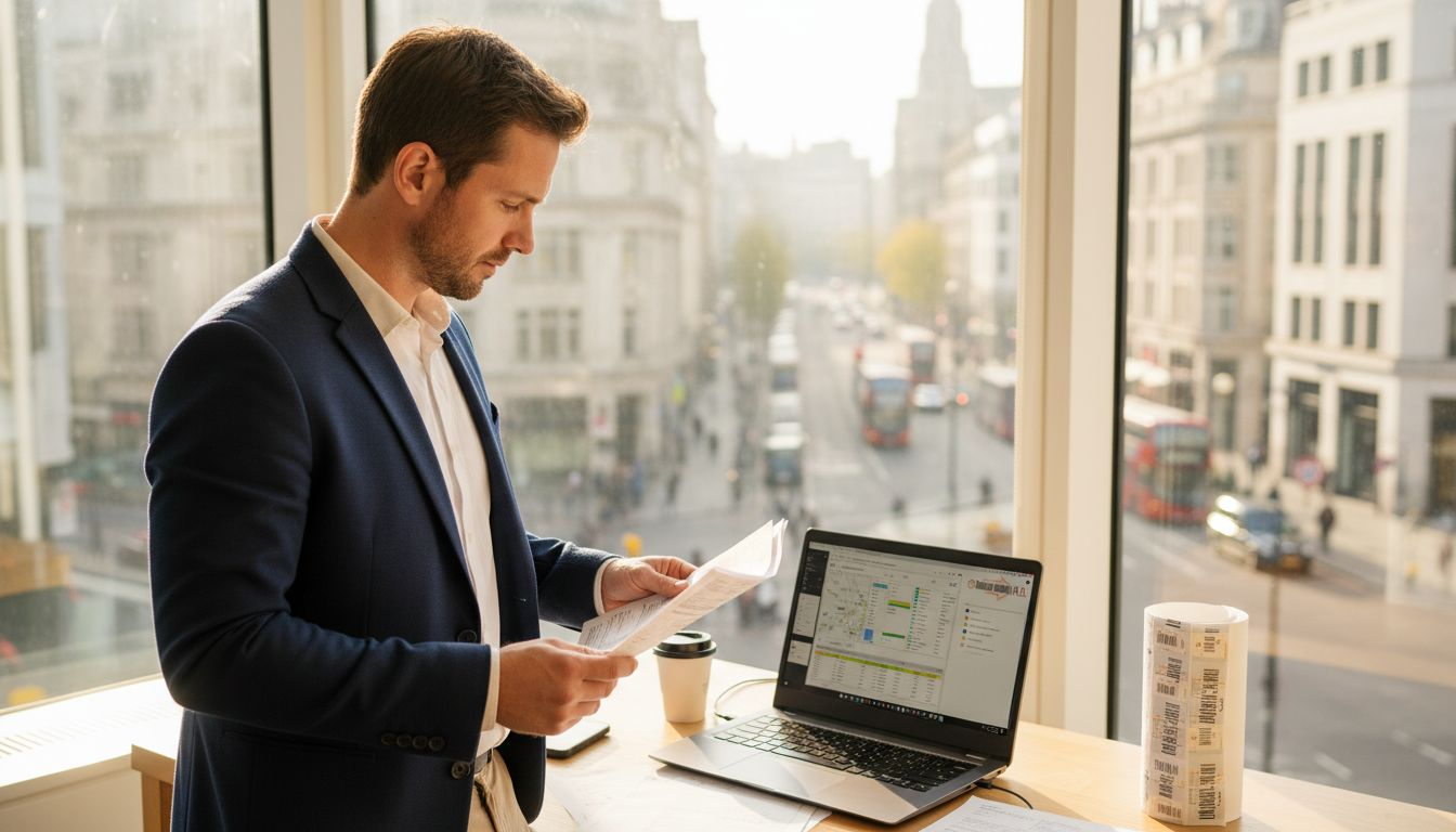 Logistics manager tracking same-day business delivery