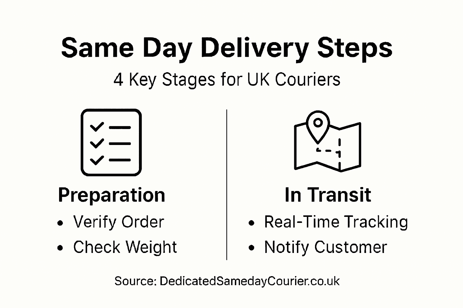 Infographic showing key steps for same day delivery