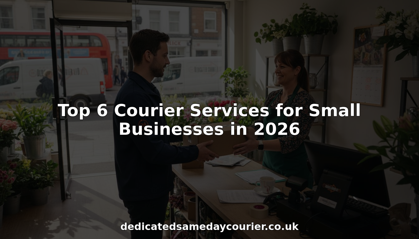 Courier delivering parcel at small florist shop