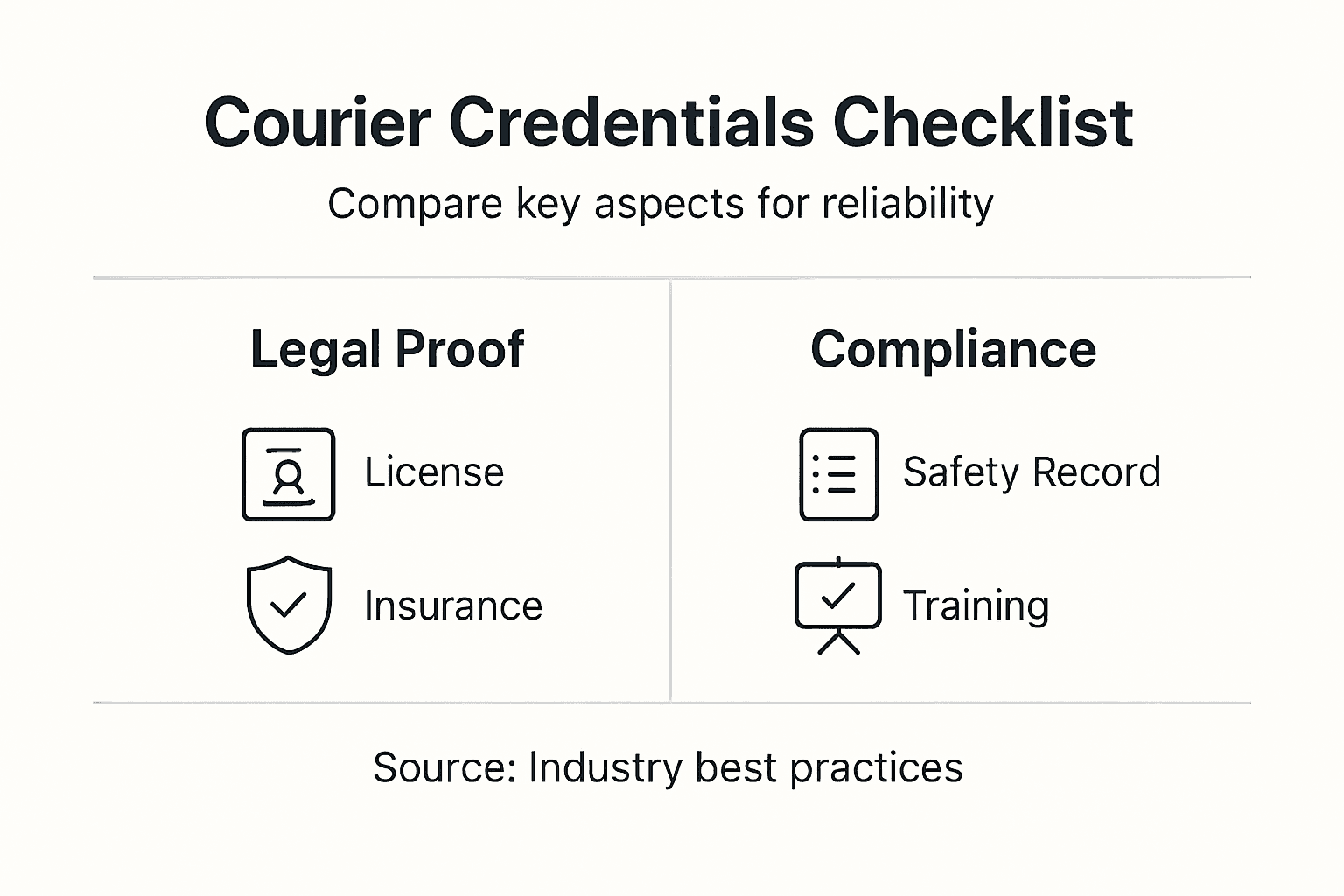 Infographic comparing courier credential essentials