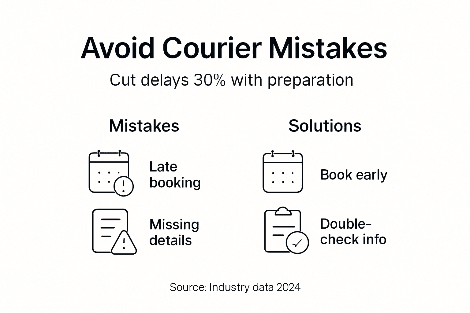 Infographic showing booking mistakes and solutions