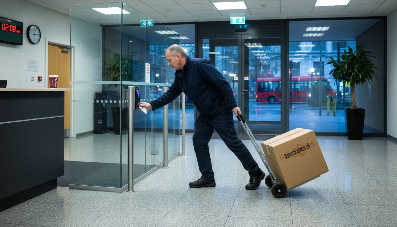 Courier delivering urgent parcel late at night