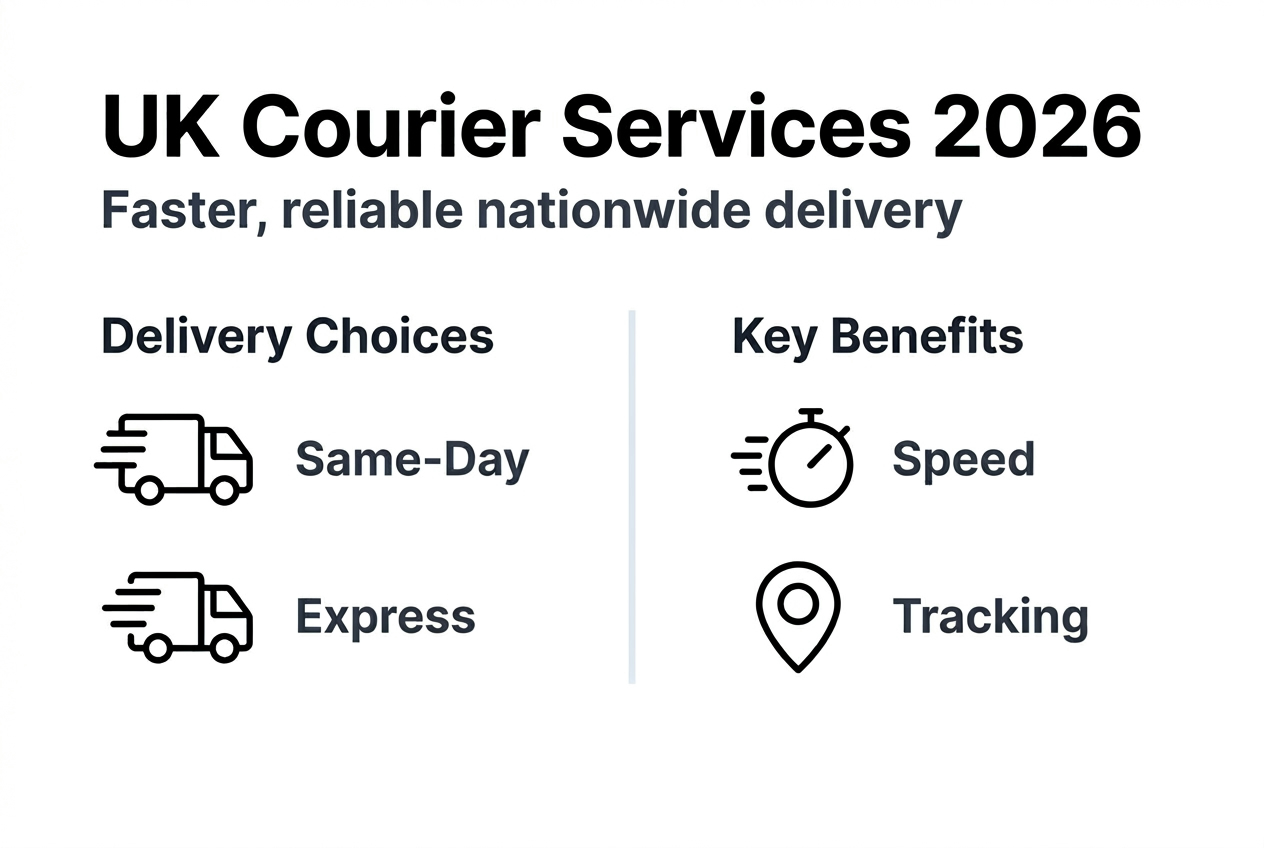 Infographic showing UK courier features and delivery types