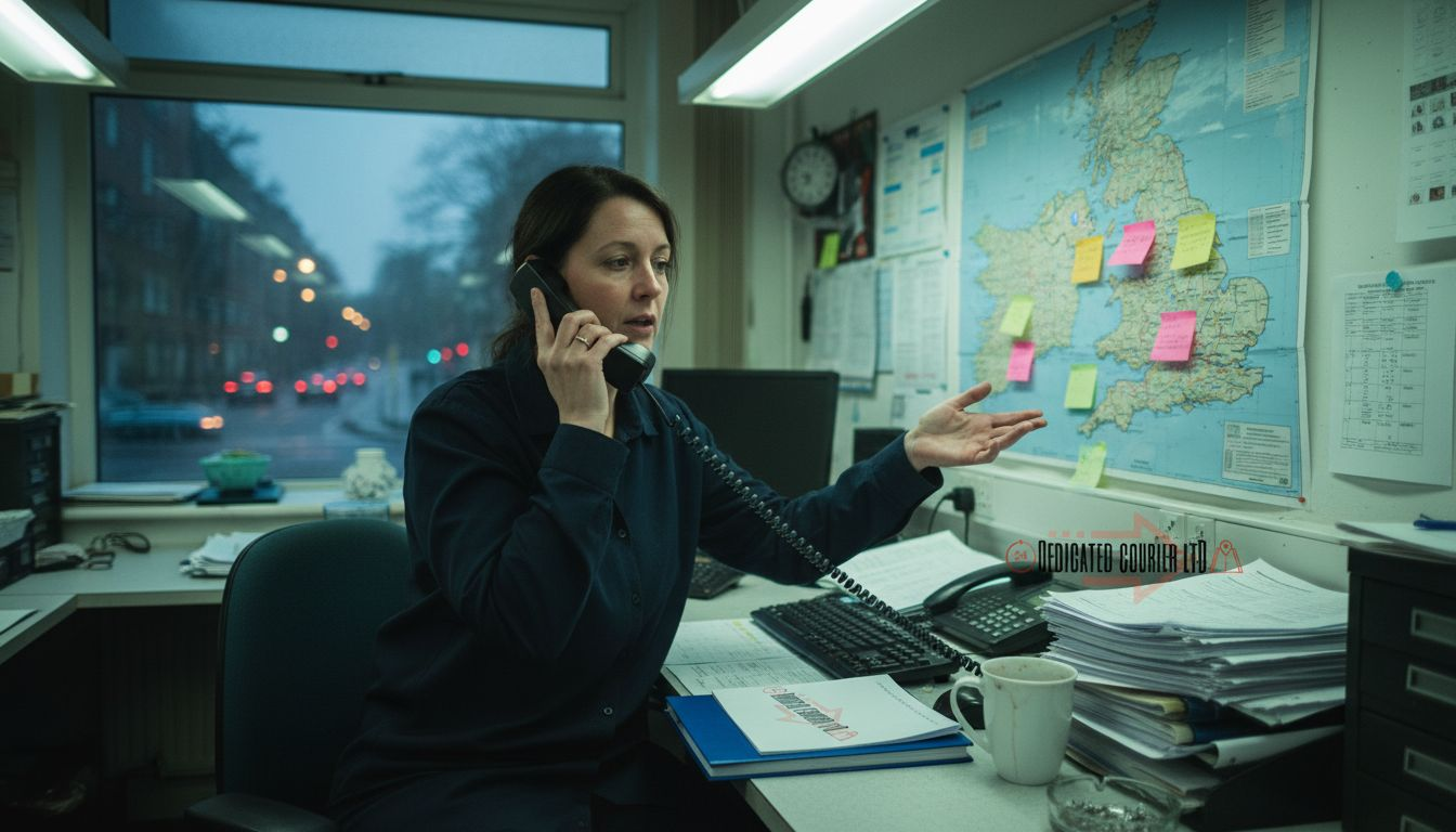 Dispatcher tracking UK delivery network in office