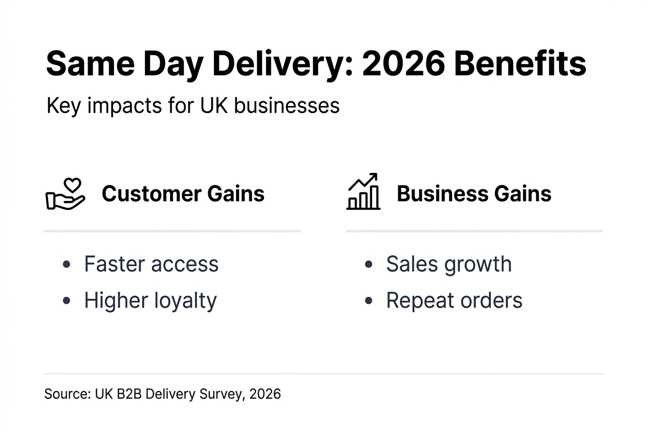 Infographic with same day delivery benefits 2026
