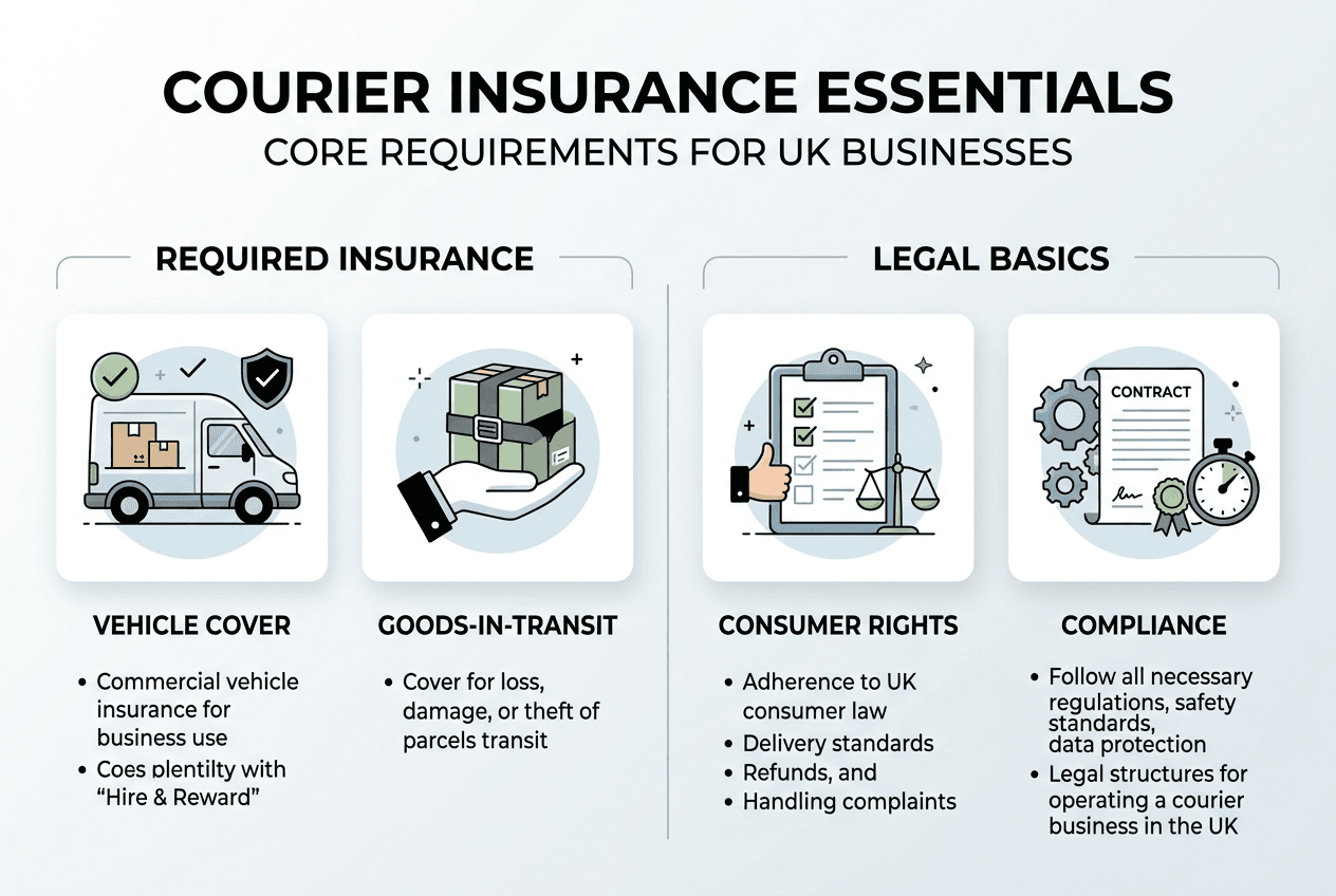 Infographic outlining courier insurance requirements