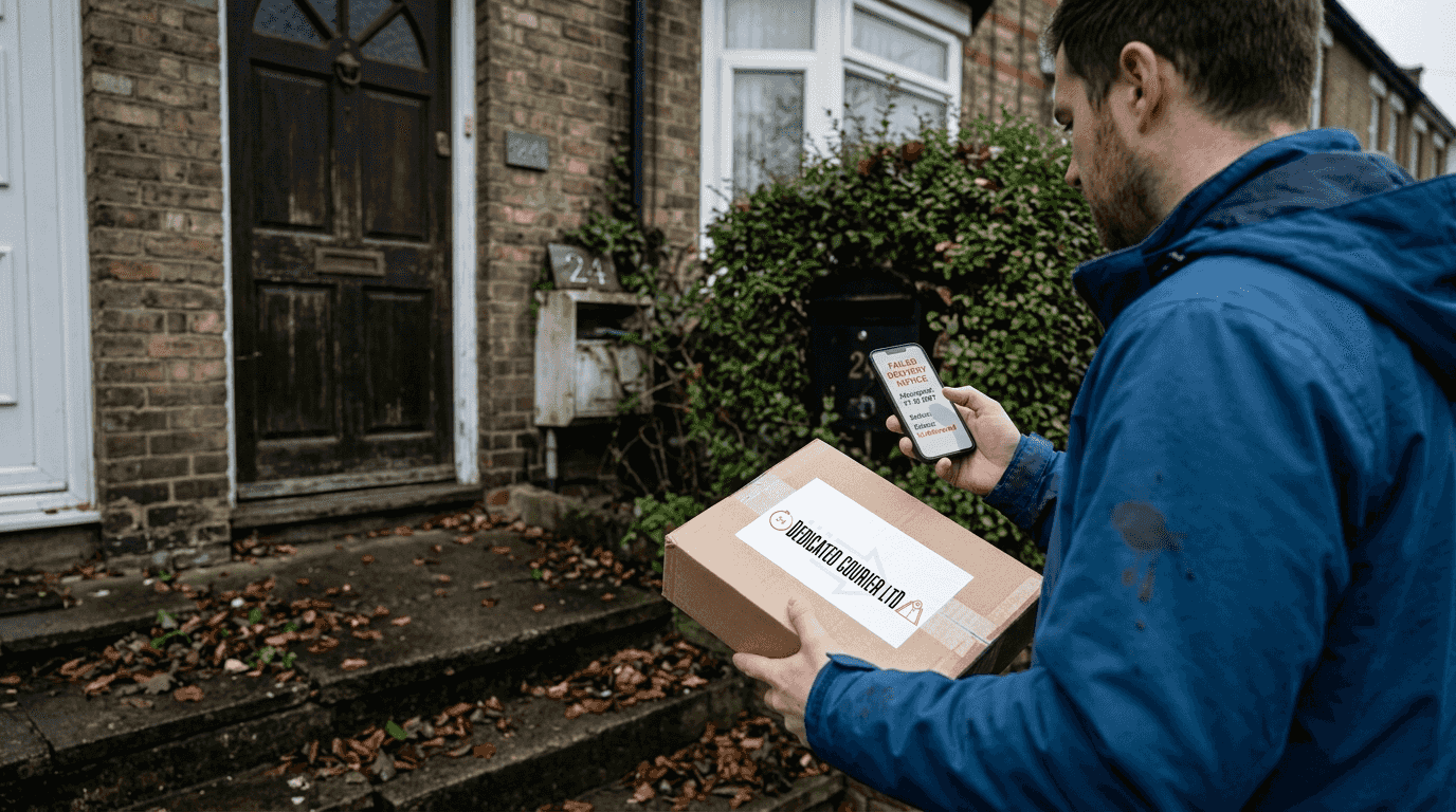 Courier facing failed delivery at doorstep