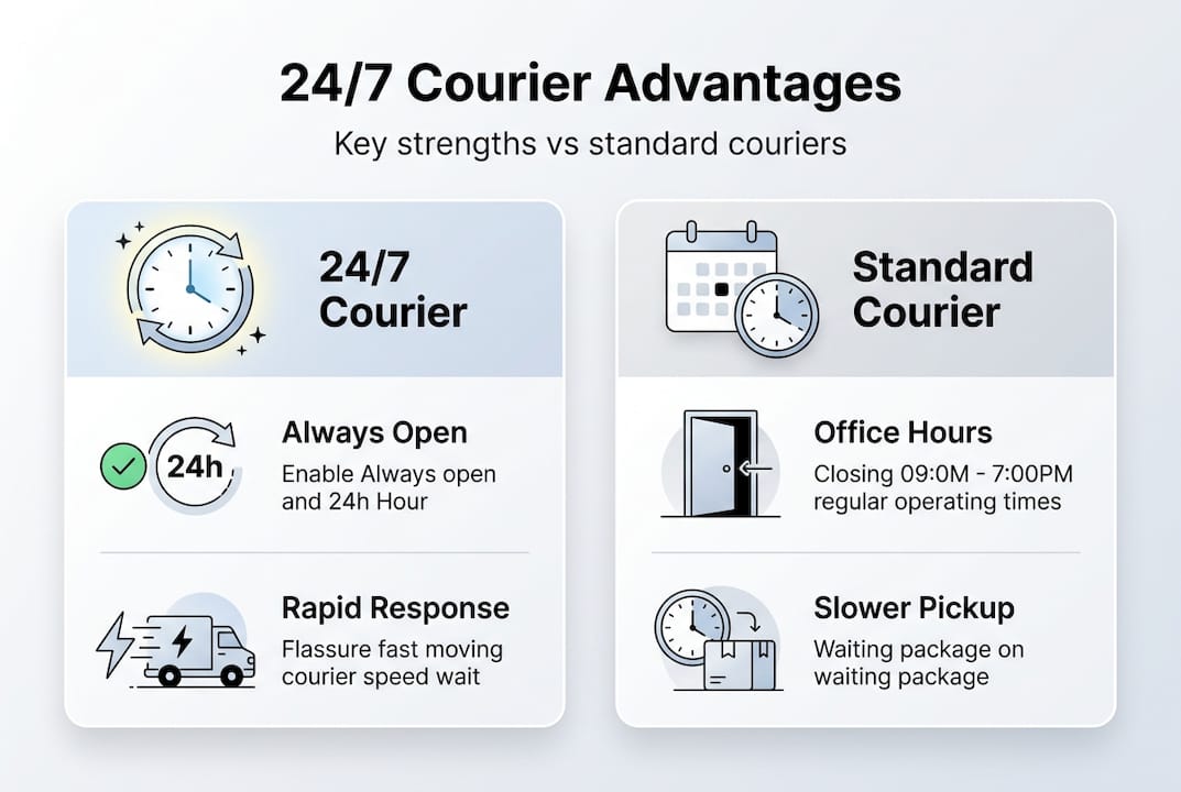Infographic comparing 24 7 and standard couriers