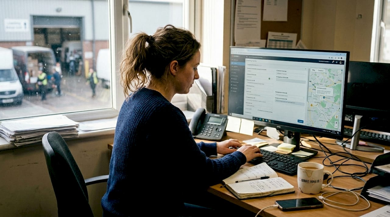 Dispatcher entering courier booking on desktop