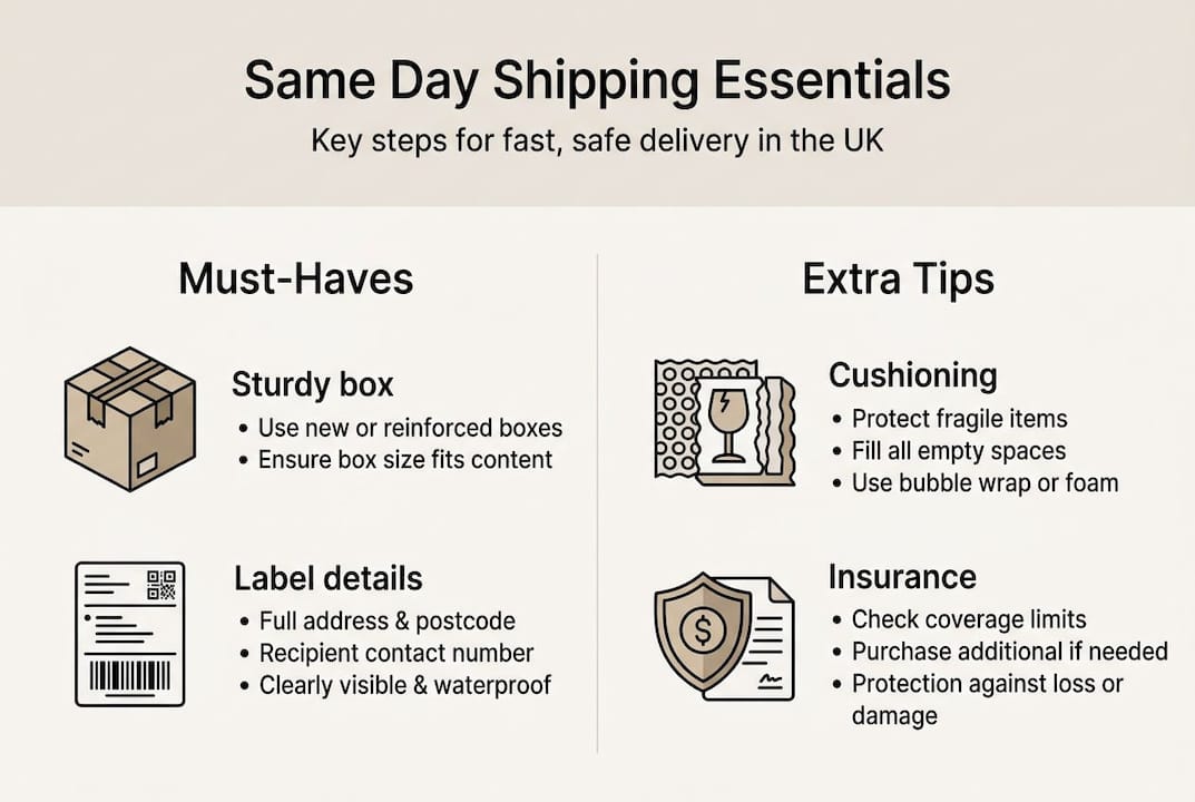 Infographic summarising same day shipping essentials