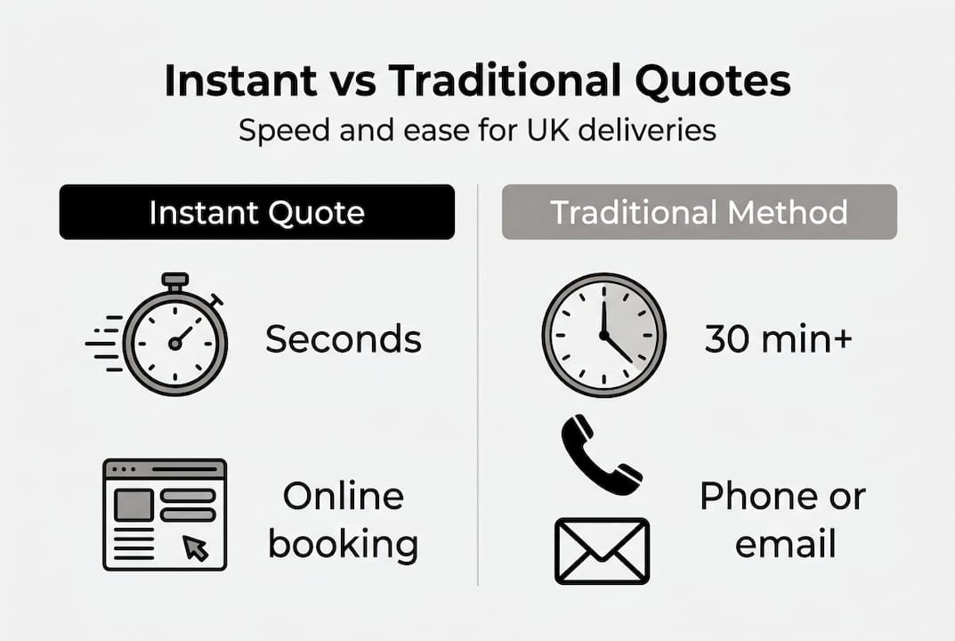 Infographic comparing instant and traditional courier quotes