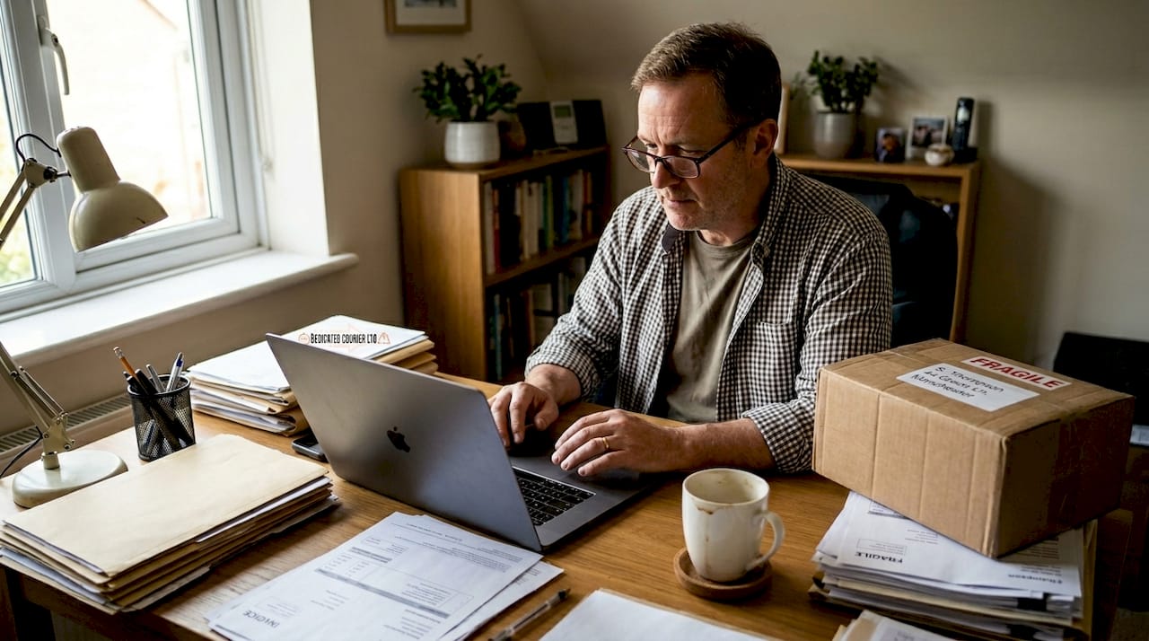 Business owner booking courier quote online