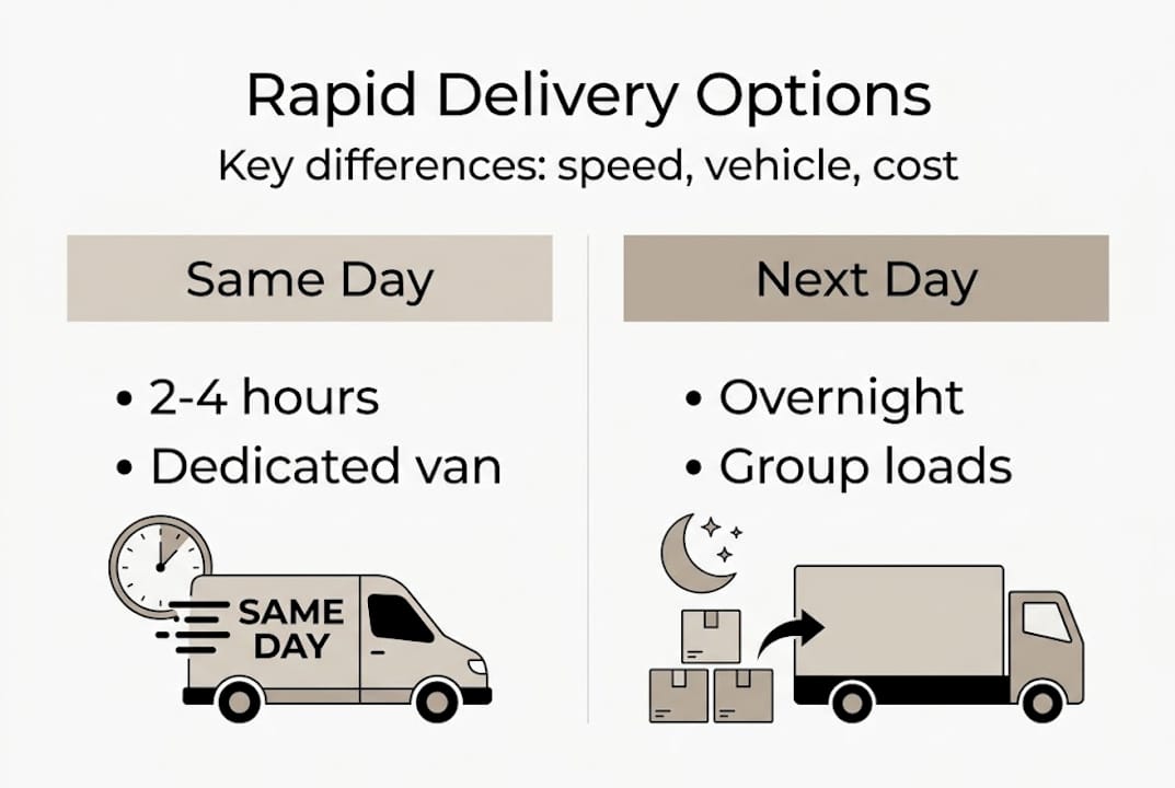Infographic comparing same day and next day delivery