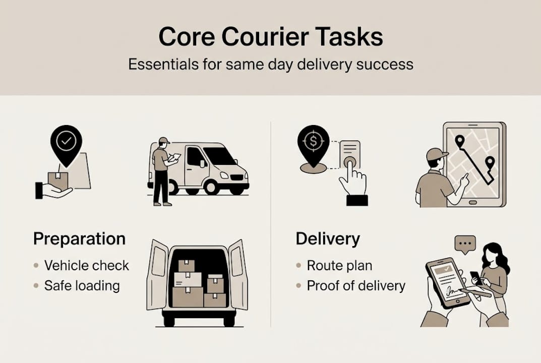 Infographic of main courier job tasks