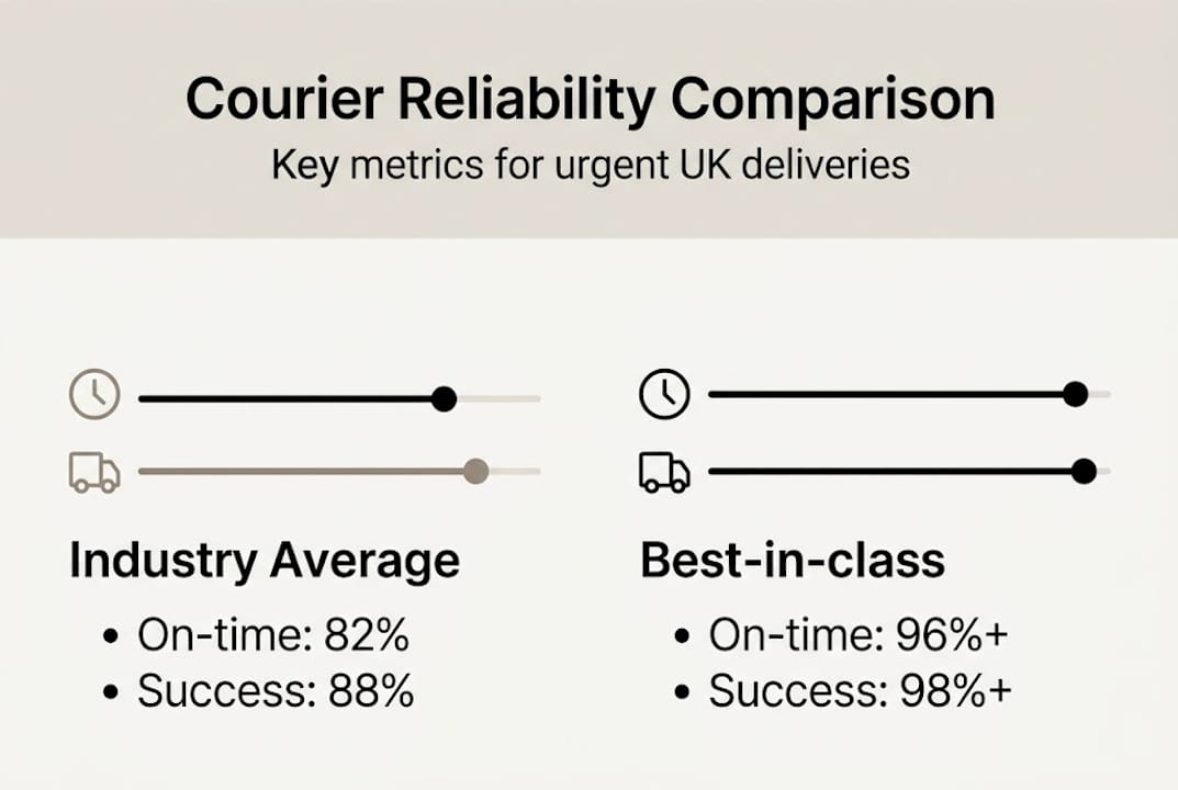 Infographic comparing courier delivery reliability rates