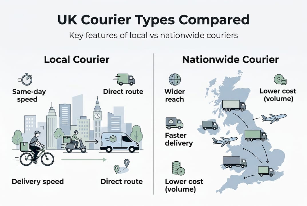 Infographic comparing local and nationwide couriers