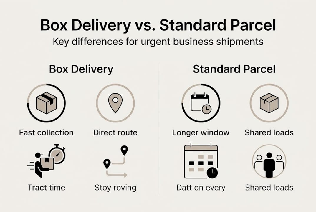 Infographic box delivery vs standard parcel features