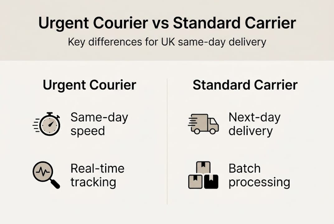Infographic comparing urgent courier and standard carrier services