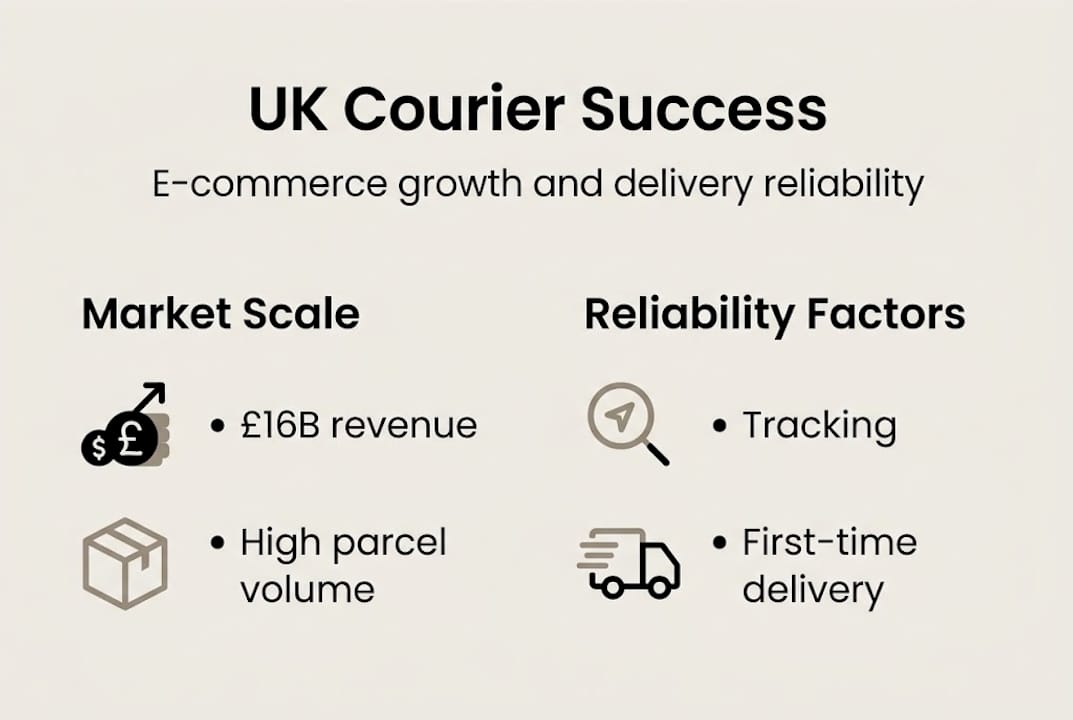 Infographic about UK courier sector and reliability