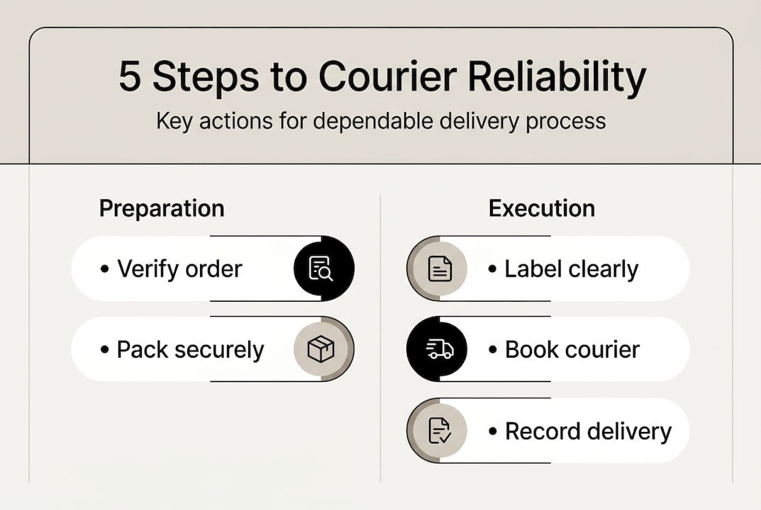 Infographic showing 5 steps for reliable courier workflow