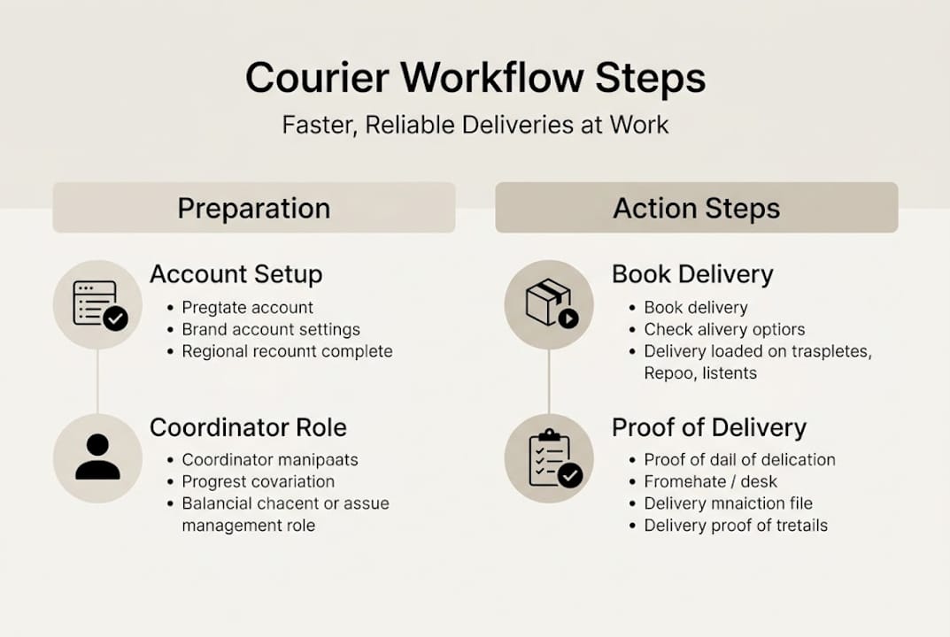 Infographic of courier workflow with four steps