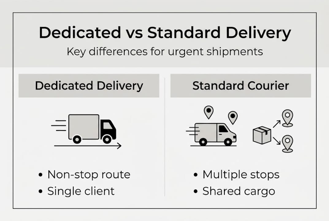 Infographic comparing dedicated and standard courier services