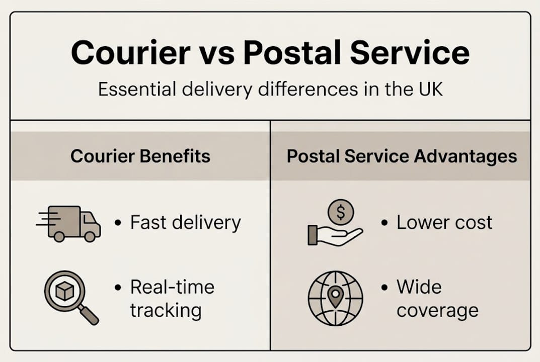 Infographic comparing UK courier and postal service