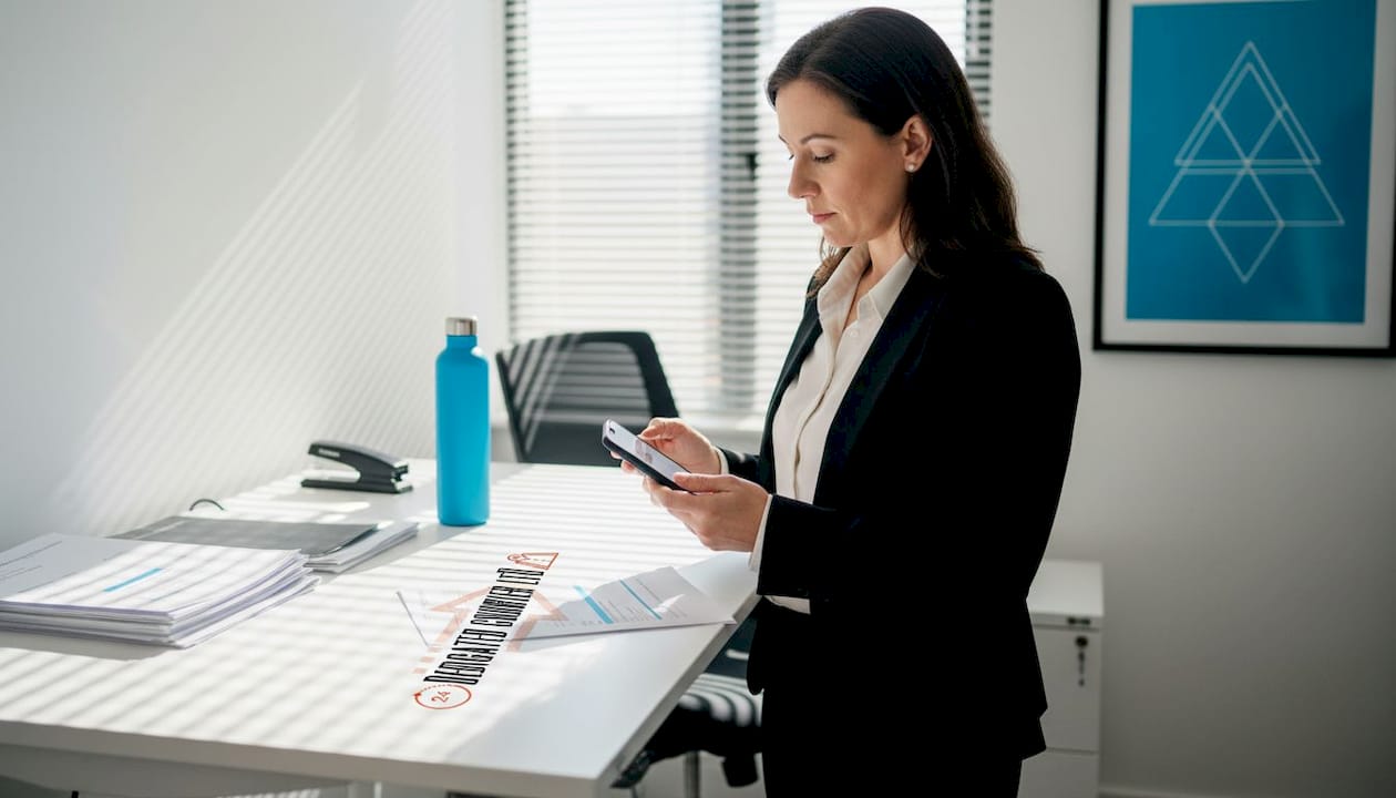 Manager checking courier confirmation documents