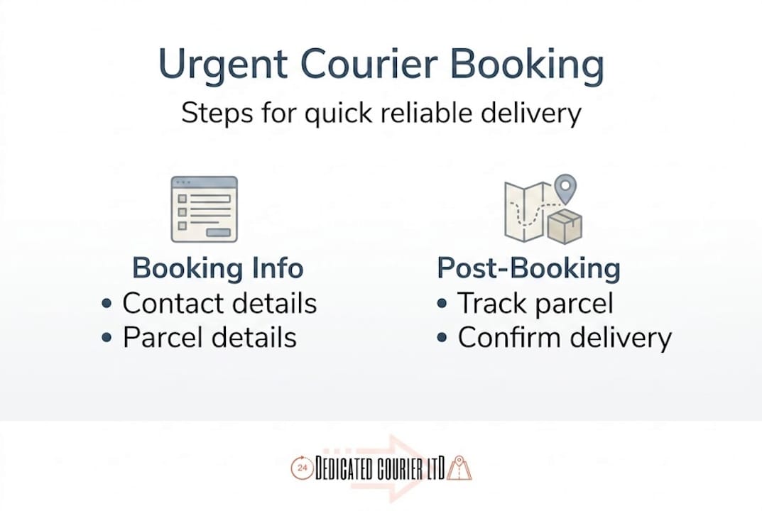Infographic showing urgent courier booking process