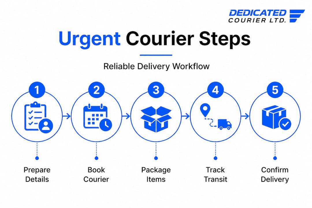 Infographic of urgent courier process steps