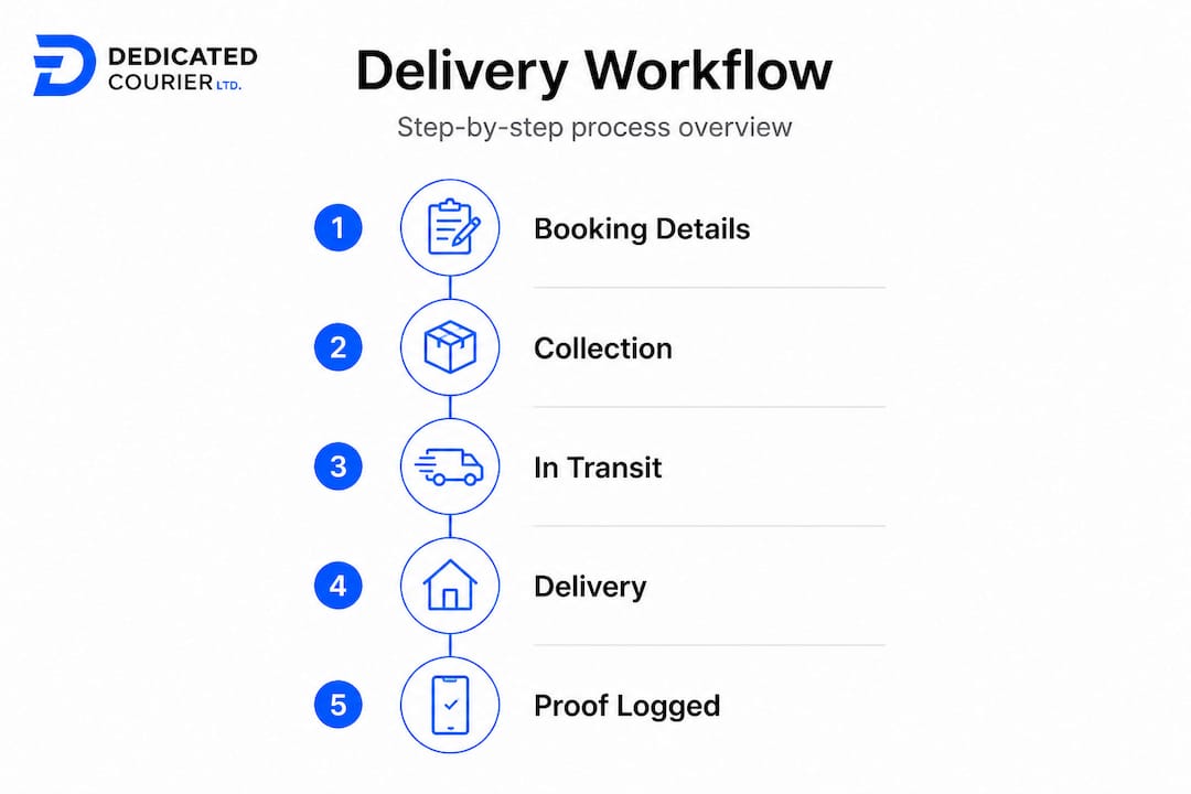 Infographic showing secure delivery workflow steps