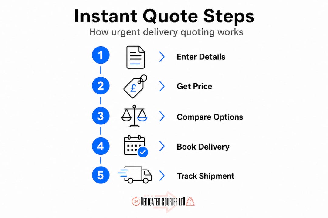 Infographic showing instant courier quoting process steps